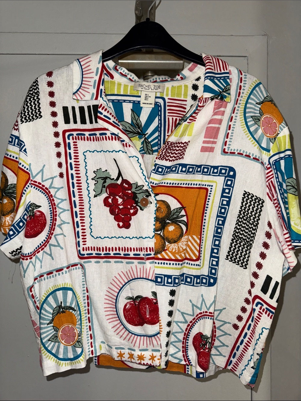 Rachel Zoe Multicolor Fruit Print Button-Down Shirt